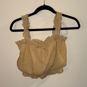 Yellow Gingham Ruffle Crop Top
